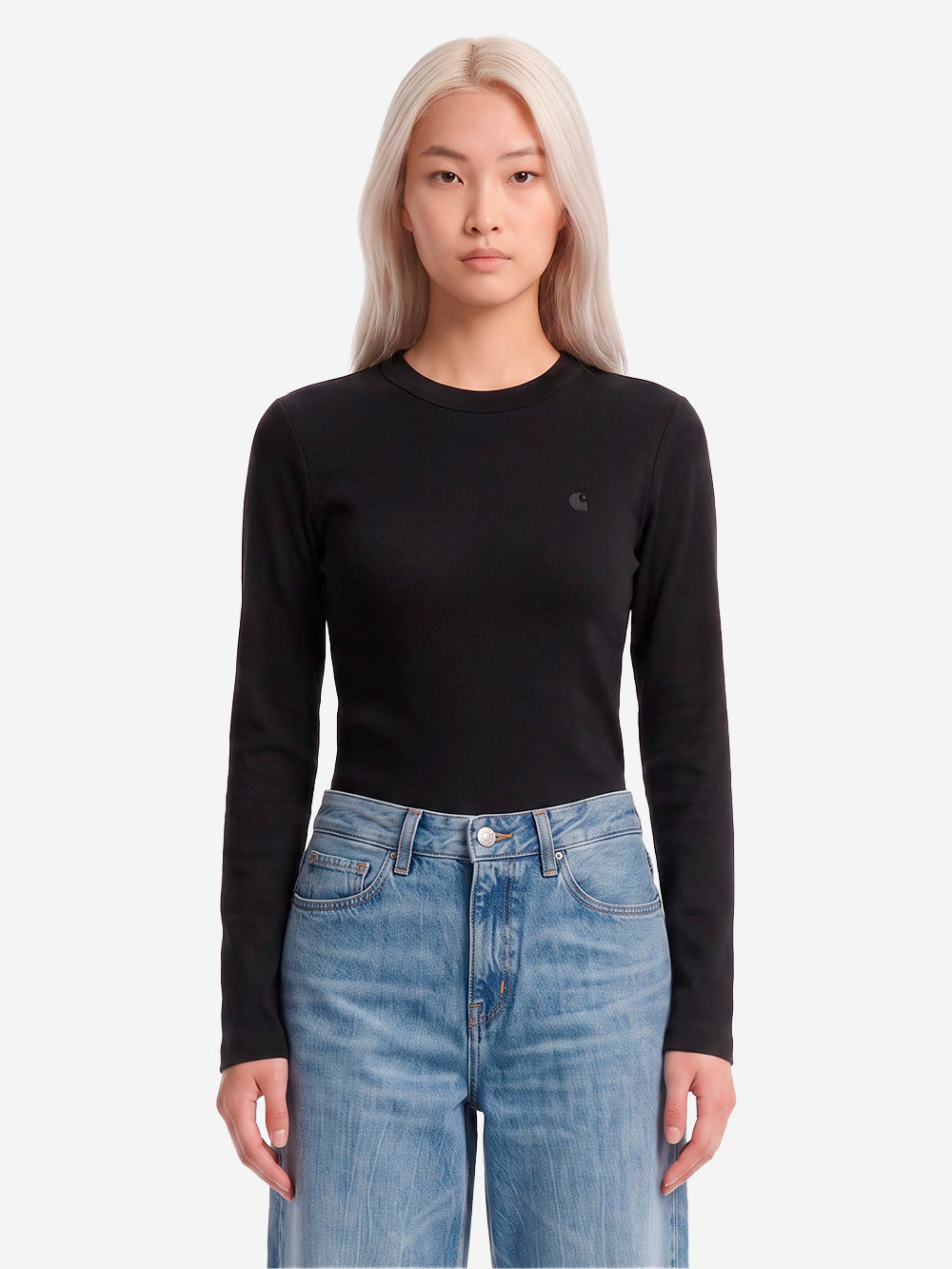 CARHARTT WIP T-shirt a manica lunga 'Philipa' nera in cotone elasticizzato Nero Urbanstaroma