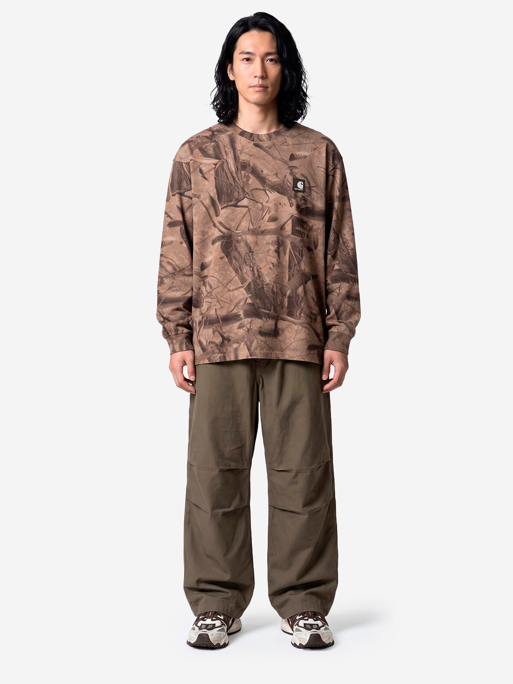 CARHARTT WIP T-shirt a manica lunga con stampa Feather Tree Marrone chiaro Urbanstaroma