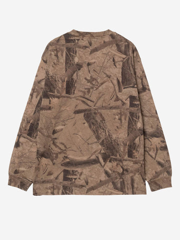CARHARTT WIP T-shirt a manica lunga con stampa Feather Tree Marrone chiaro