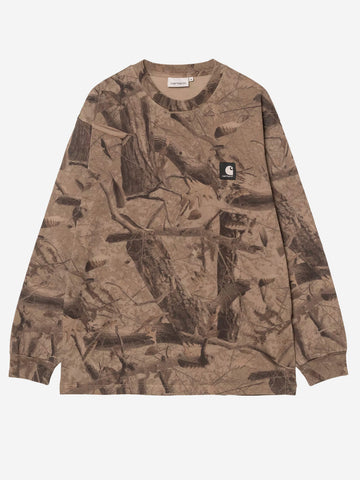 CARHARTT WIP T-shirt a manica lunga con stampa Feather Tree Marrone chiaro