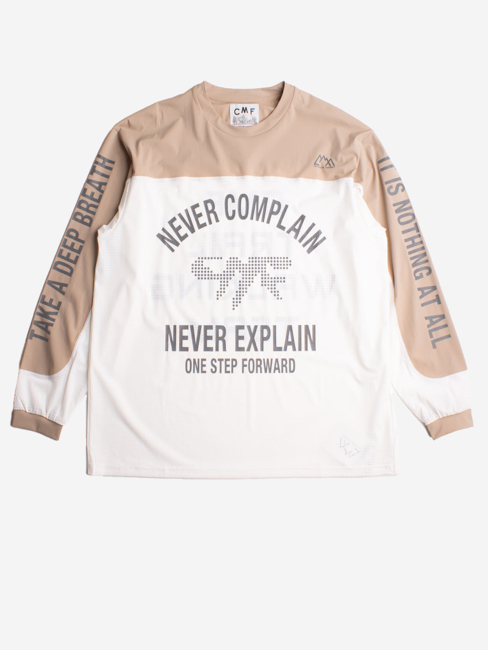 CMF OUTDOOR GARMENT T-shirt BMX a maniche lunghe bianca e beige Beige Urbanstaroma