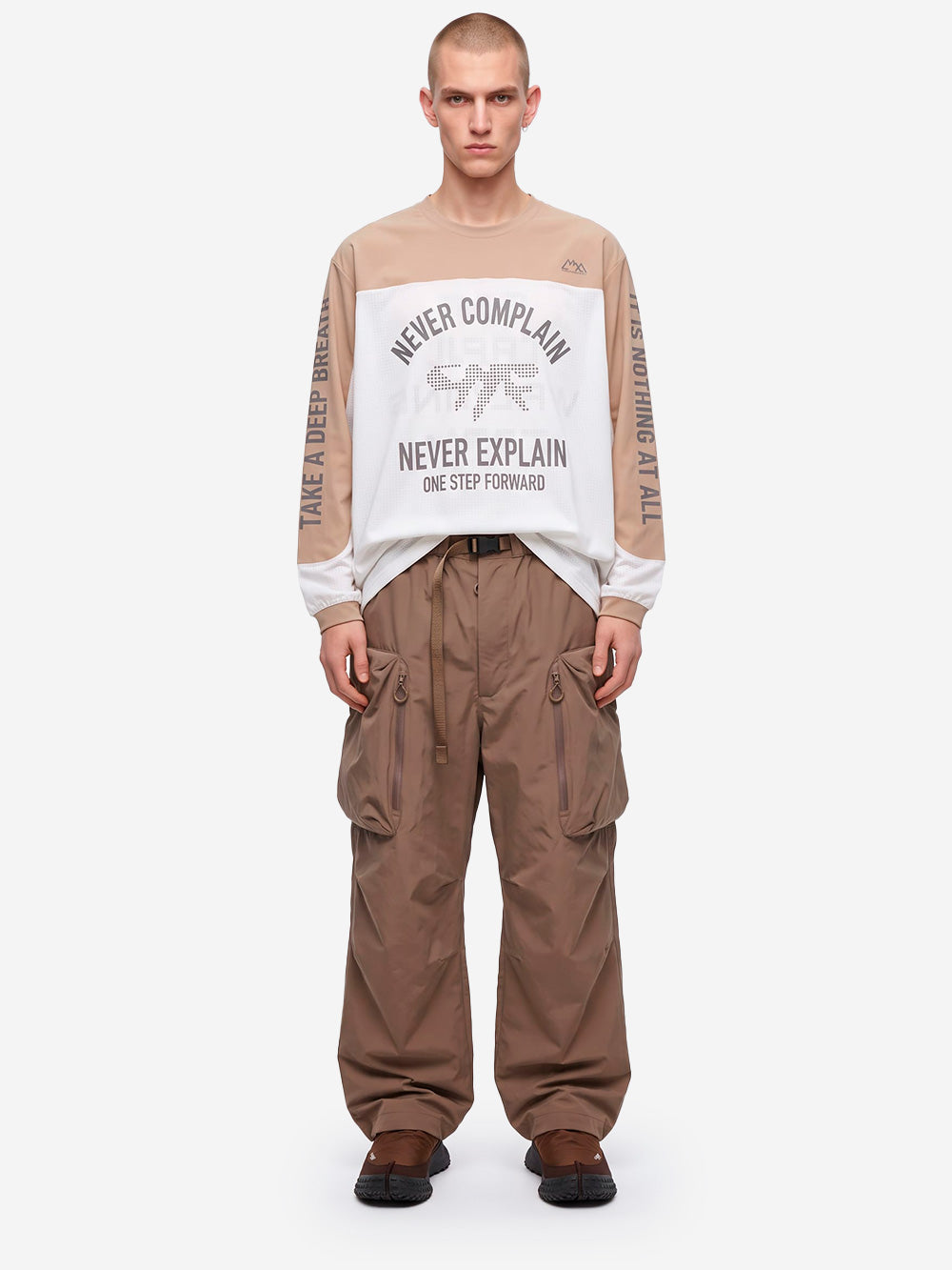 CMF OUTDOOR GARMENT T-shirt BMX a maniche lunghe bianca e beige Beige Urbanstaroma