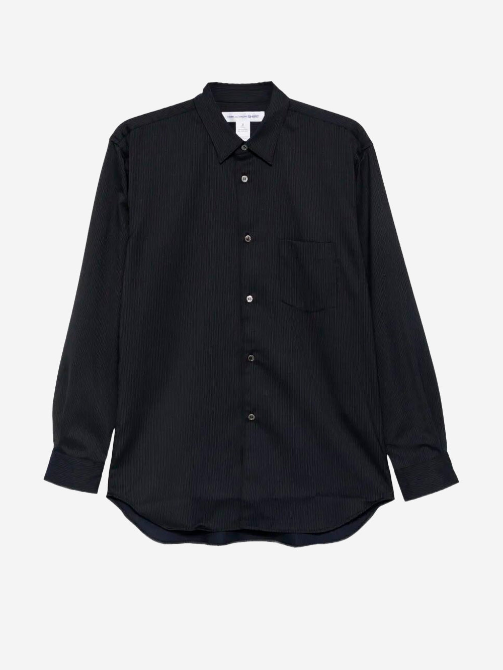 COMME DES GARCONS SHIRT Camicia in misto lana nera con texture a righe Nero Urbanstaroma