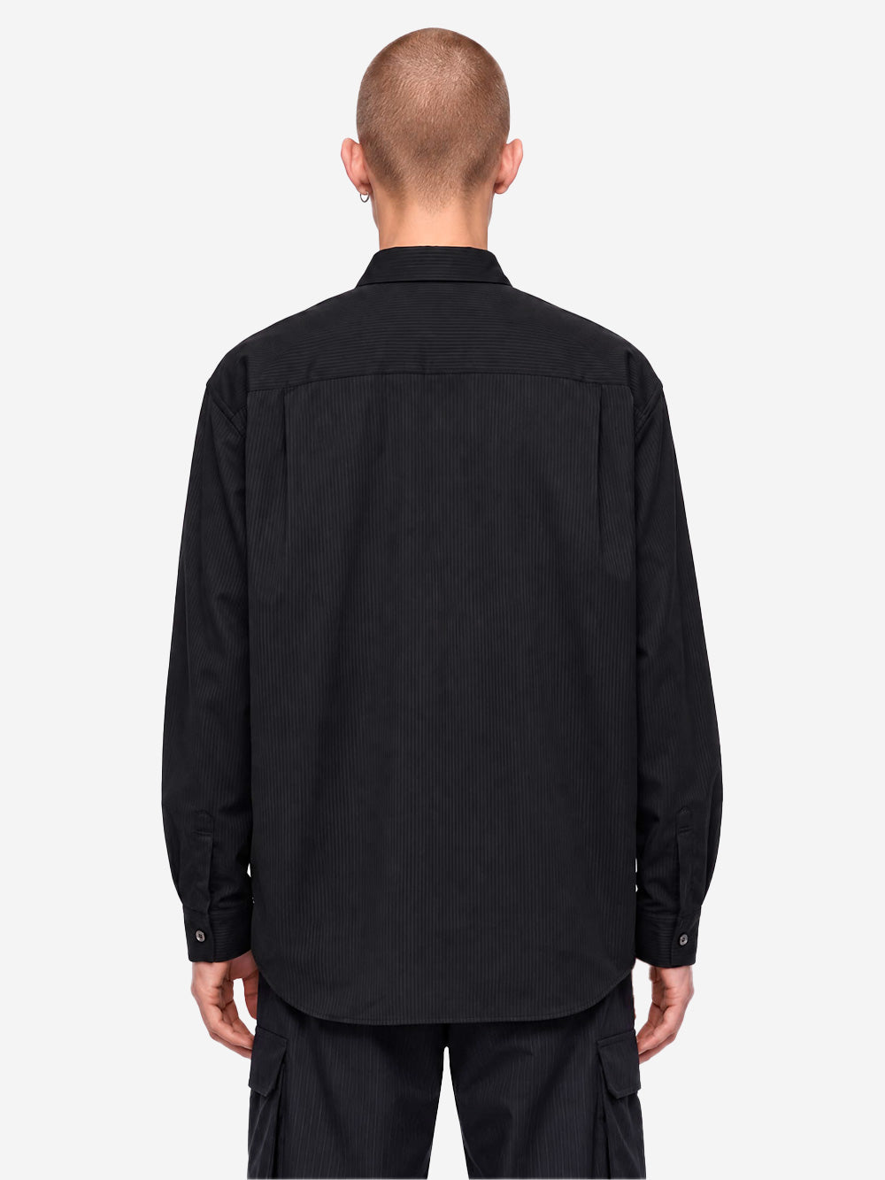 COMME DES GARCONS SHIRT Camicia in misto lana nera con texture a righe Nero Urbanstaroma