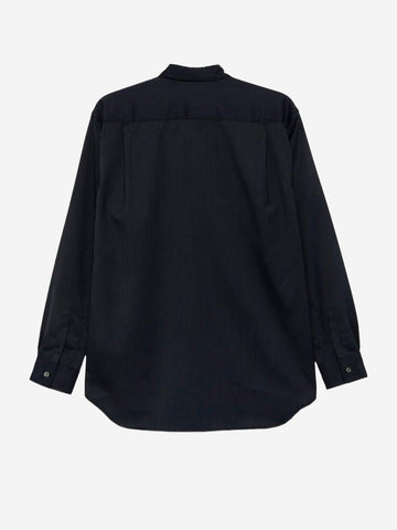 COMME DES GARCONS SHIRT Camicia in misto lana nera con texture a righe Nero
