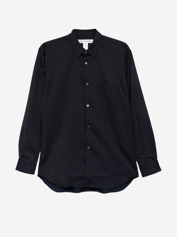 COMME DES GARCONS SHIRT Camicia in misto lana nera con texture a righe Nero