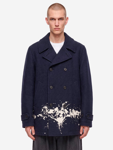 COMME DES GARCONS SHIRT Cappotto doppio petto 'Paint splatter' blu Blu