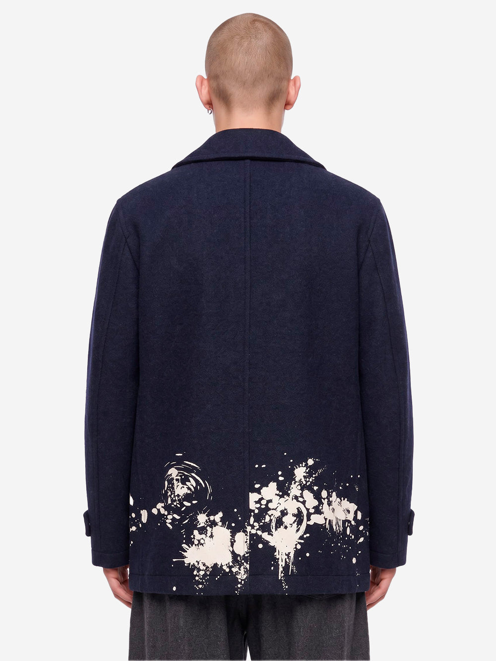 COMME DES GARCONS SHIRT Cappotto doppio petto 'Paint splatter' blu Blu Urbanstaroma