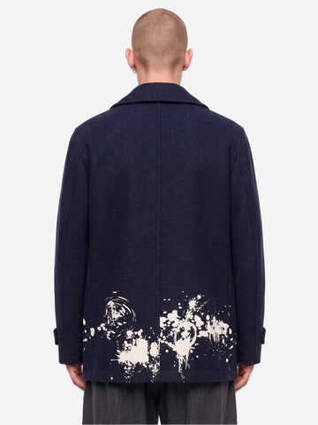 COMME DES GARCONS SHIRT Cappotto doppio petto 'Paint splatter' blu Blu