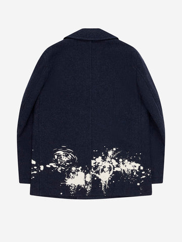 COMME DES GARCONS SHIRT Cappotto doppio petto 'Paint splatter' blu Blu