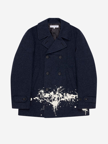 COMME DES GARCONS SHIRT Cappotto doppio petto 'Paint splatter' blu Blu