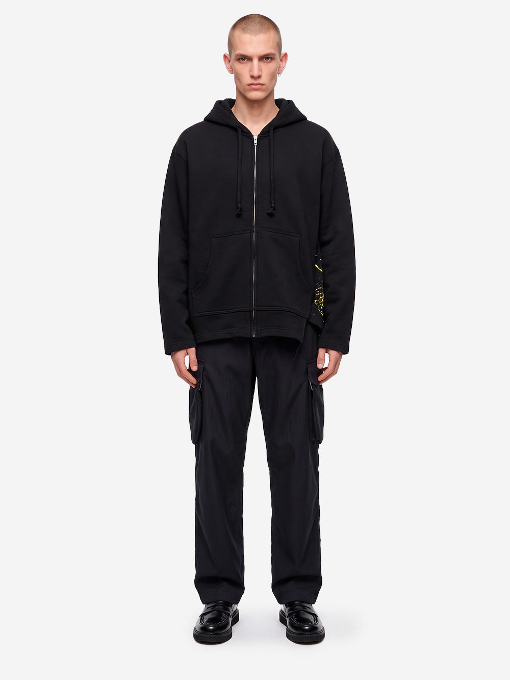 COMME DES GARCONS SHIRT Felpa con cappuccio asimmetrica nera con zip Nero Urbanstaroma