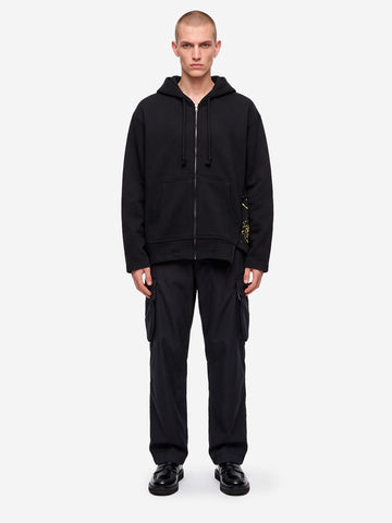 COMME DES GARCONS SHIRT Felpa con cappuccio asimmetrica nera con zip Nero