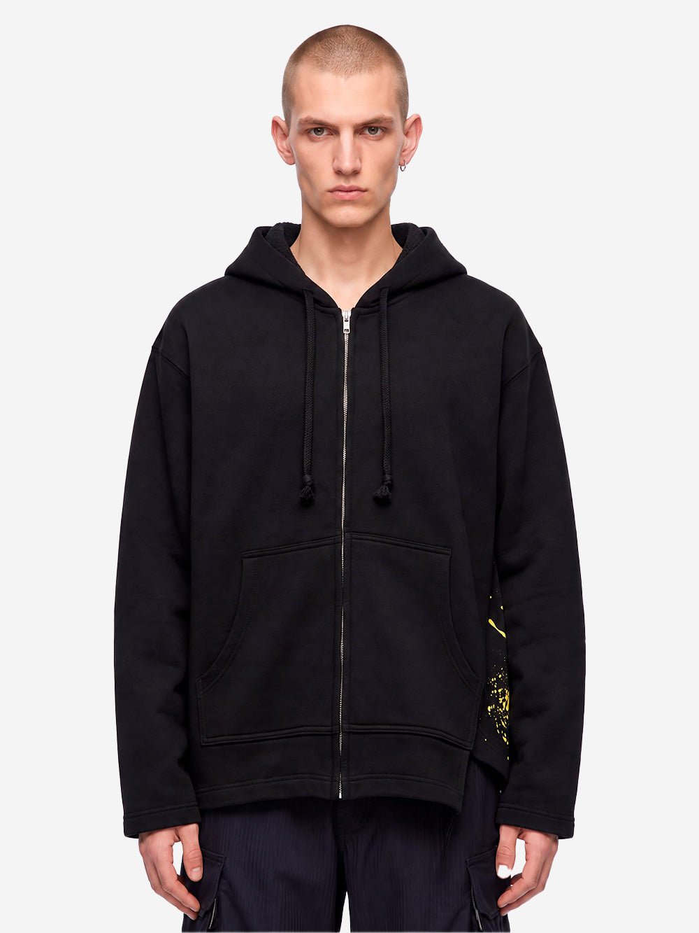 COMME DES GARCONS SHIRT Felpa con cappuccio asimmetrica nera con zip Nero Urbanstaroma