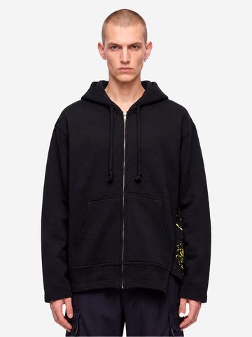COMME DES GARCONS SHIRT Felpa con cappuccio asimmetrica nera con zip Nero