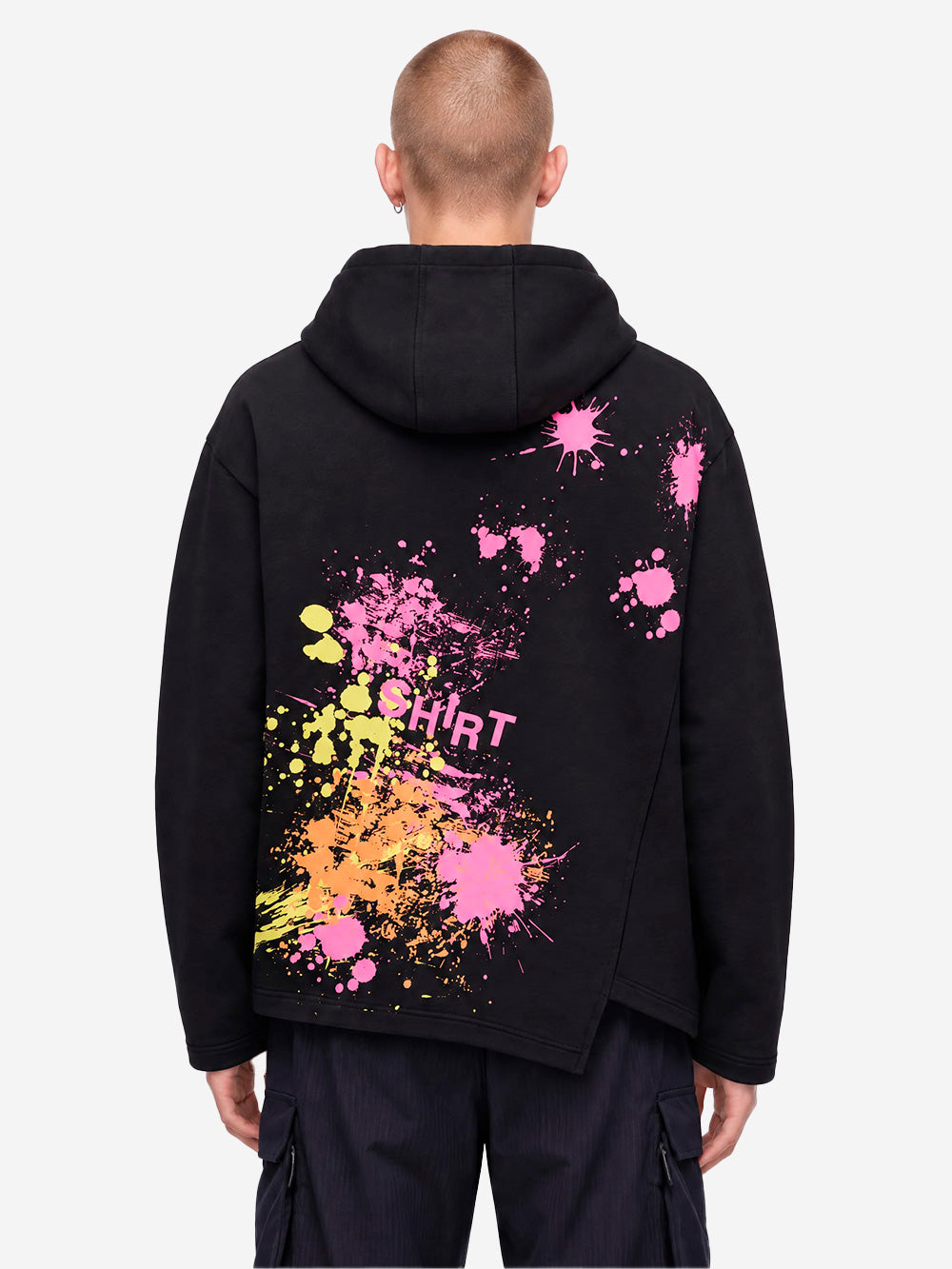COMME DES GARCONS SHIRT Felpa con cappuccio asimmetrica nera con zip Nero Urbanstaroma