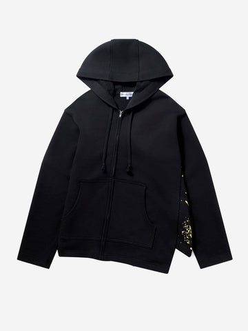 COMME DES GARCONS SHIRT Felpa con cappuccio asimmetrica nera con zip Nero