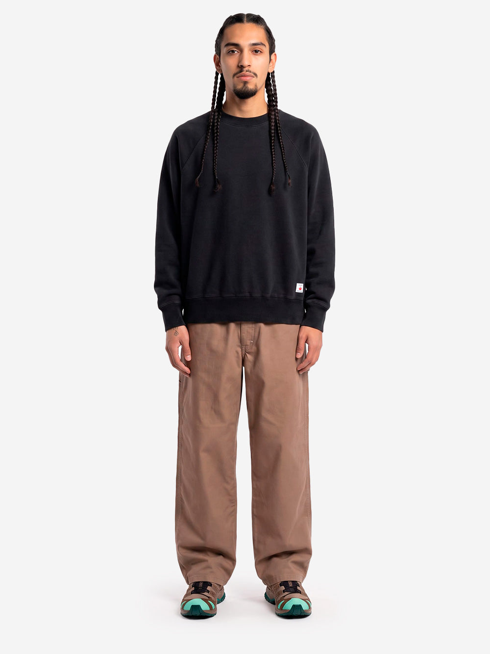 EDWIN Felpa girocollo nera con maniche raglan Nero Urbanstaroma