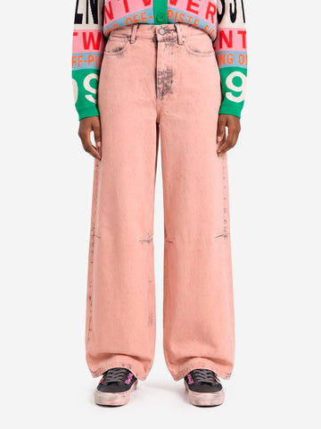 ESSENTIEL ANTWERP Jeans a Gamba Ampia Pesca Chiaro Effetto Vissuto Rosa pesca