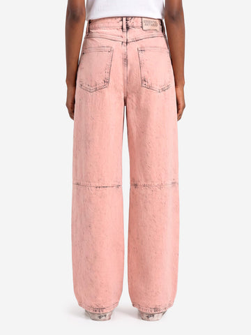 ESSENTIEL ANTWERP Jeans a Gamba Ampia Pesca Chiaro Effetto Vissuto Rosa pesca