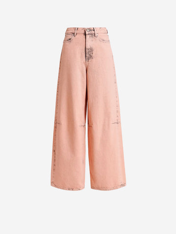 ESSENTIEL ANTWERP Jeans a Gamba Ampia Pesca Chiaro Effetto Vissuto Rosa pesca