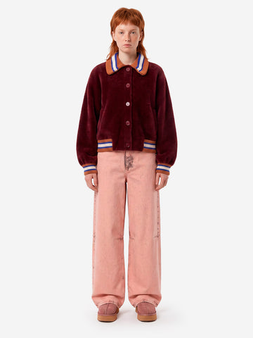 ESSENTIEL ANTWERP Cardigan bordeaux con colletto a contrasto Bordeaux