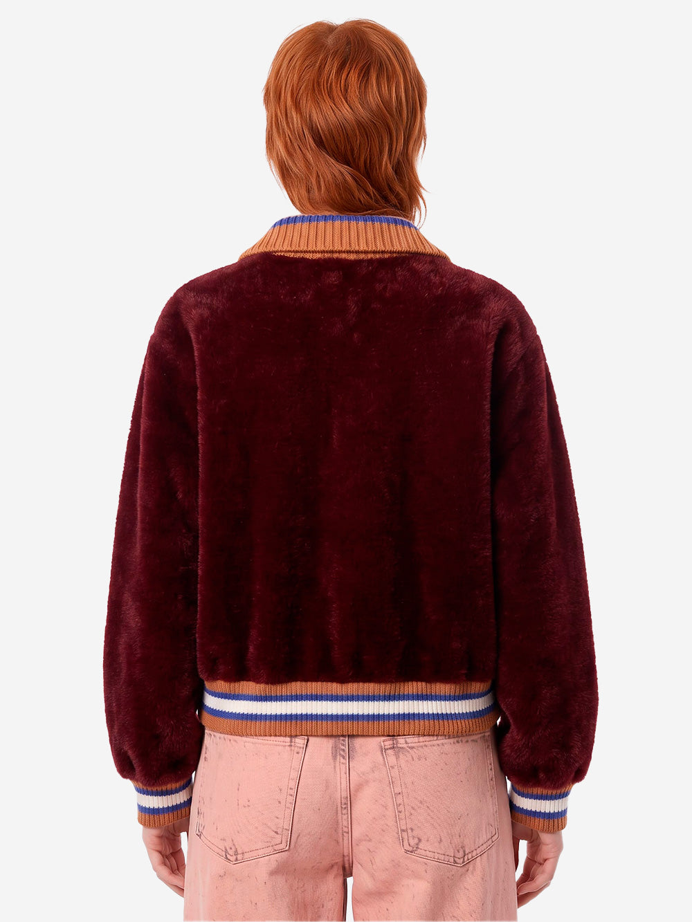 ESSENTIEL ANTWERP Cardigan bordeaux con colletto a contrasto Bordeaux Urbanstaroma