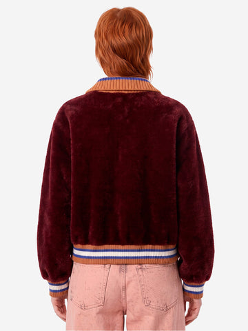 ESSENTIEL ANTWERP Cardigan bordeaux con colletto a contrasto Bordeaux