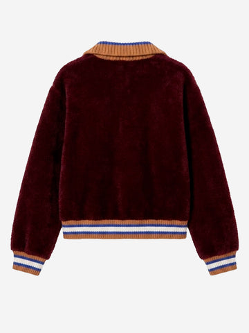 ESSENTIEL ANTWERP Cardigan bordeaux con colletto a contrasto Bordeaux