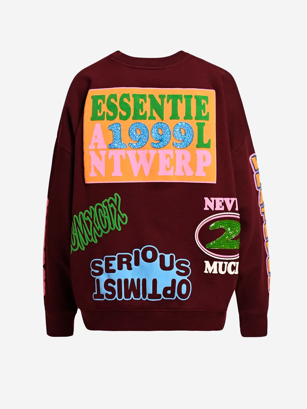 ESSENTIEL ANTWERP Felpa burgundy con grafiche e decorazioni Burgundy Urbanstaroma