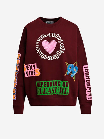 ESSENTIEL ANTWERP Felpa burgundy con grafiche e decorazioni Burgundy