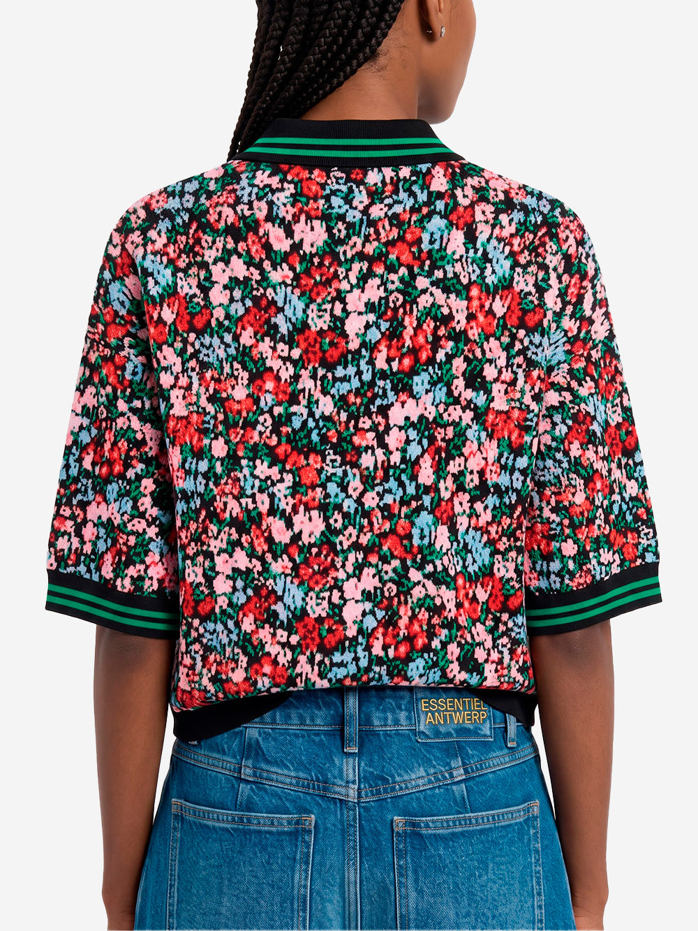 ESSENTIEL ANTWERP Polo in maglia con stampa floreale e bottoni a fiocco Multicolor Urbanstaroma