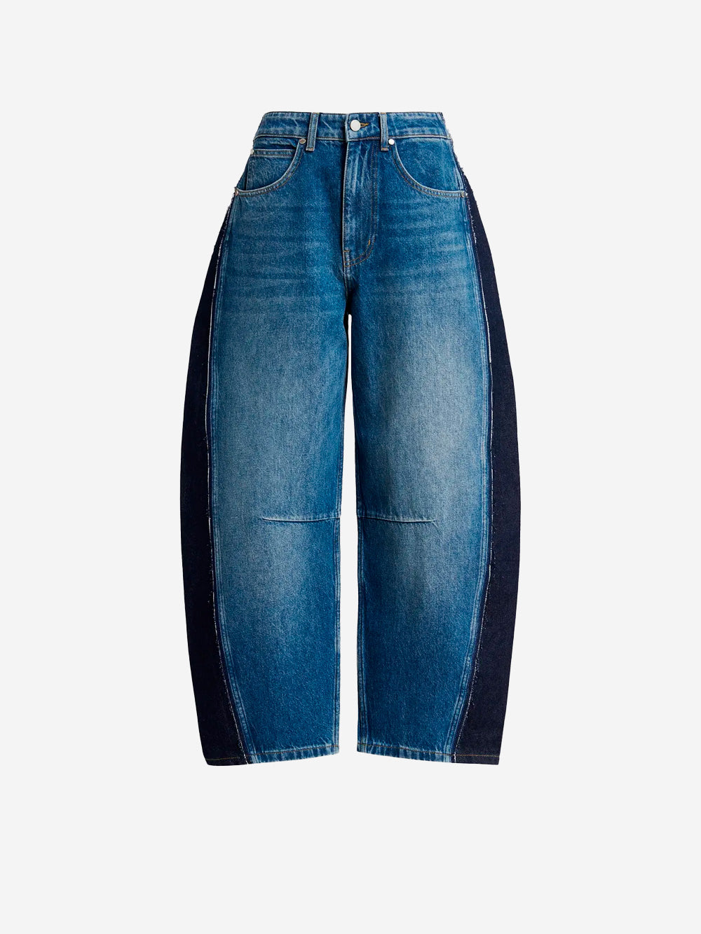 ESSENTIEL ANTWERP Jeans blu barrel con pannelli laterali a contrasto Blu Urbanstaroma