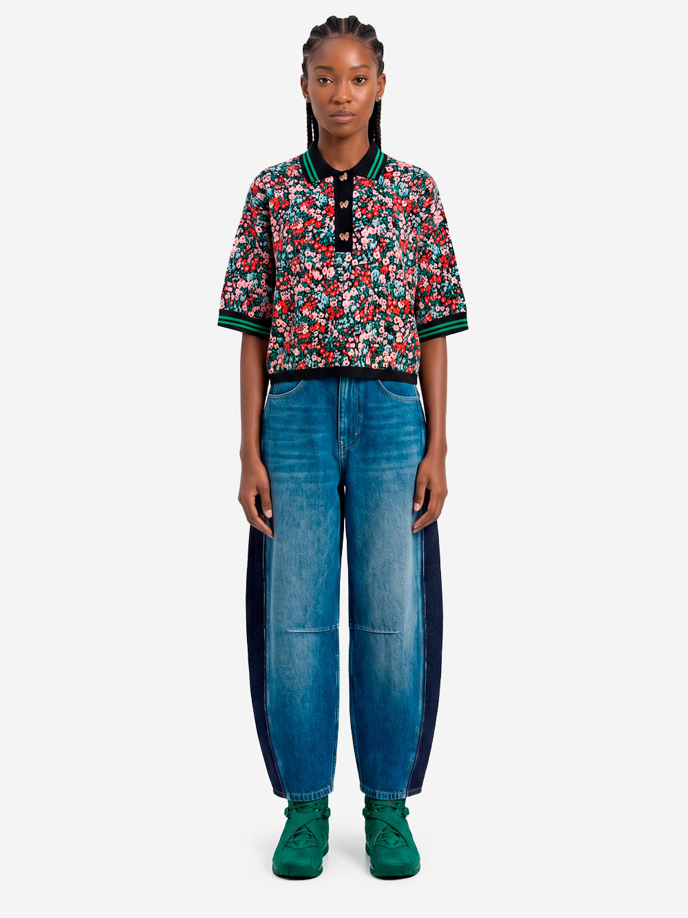 ESSENTIEL ANTWERP Jeans blu barrel con pannelli laterali a contrasto Blu Urbanstaroma