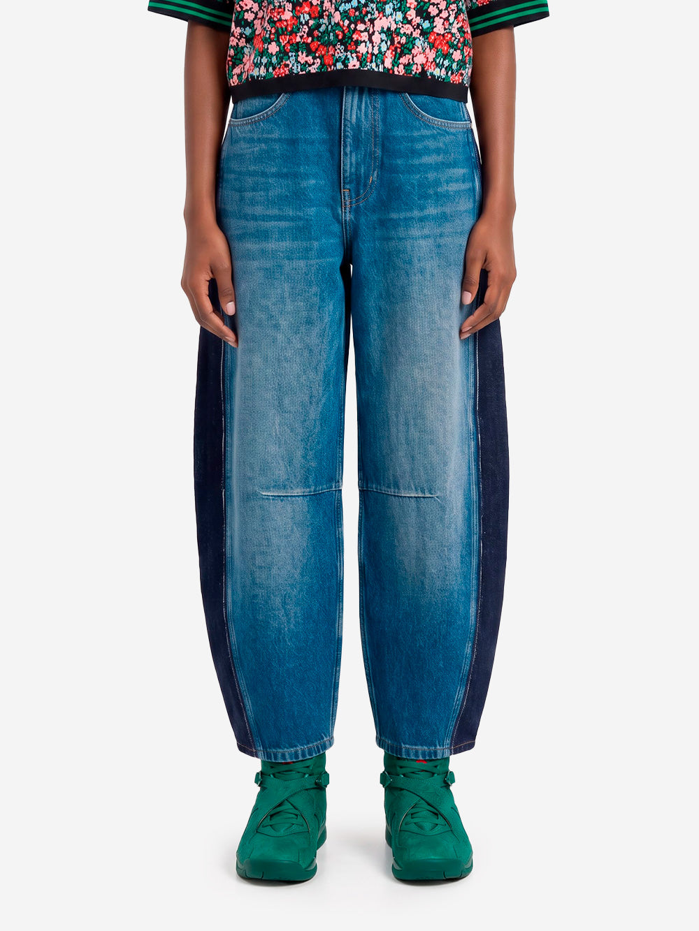 ESSENTIEL ANTWERP Jeans blu barrel con pannelli laterali a contrasto Blu Urbanstaroma