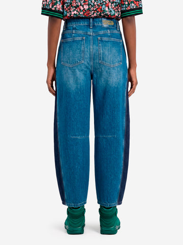 ESSENTIEL ANTWERP Jeans blu barrel con pannelli laterali a contrasto Blu