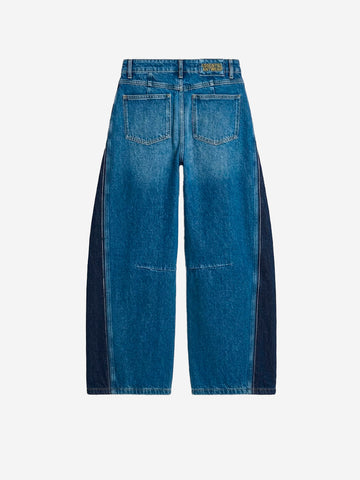 ESSENTIEL ANTWERP Jeans blu barrel con pannelli laterali a contrasto Blu