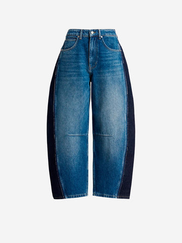 ESSENTIEL ANTWERP Jeans blu barrel con pannelli laterali a contrasto Blu