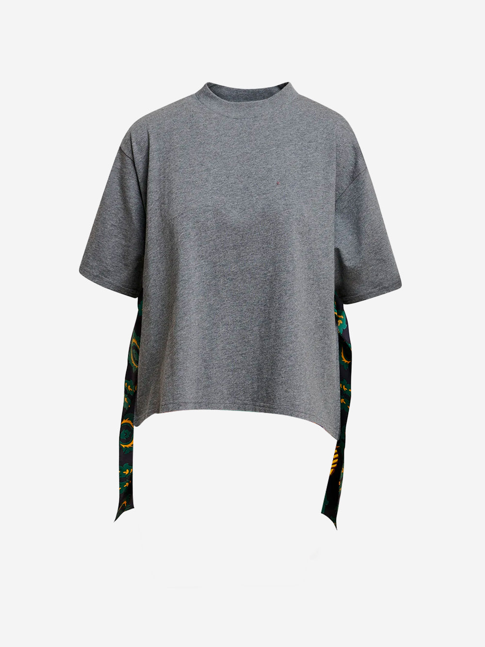 ESSENTIEL ANTWERP T-shirt grigia con sciarpa e inserti in seta grigio Urbanstaroma