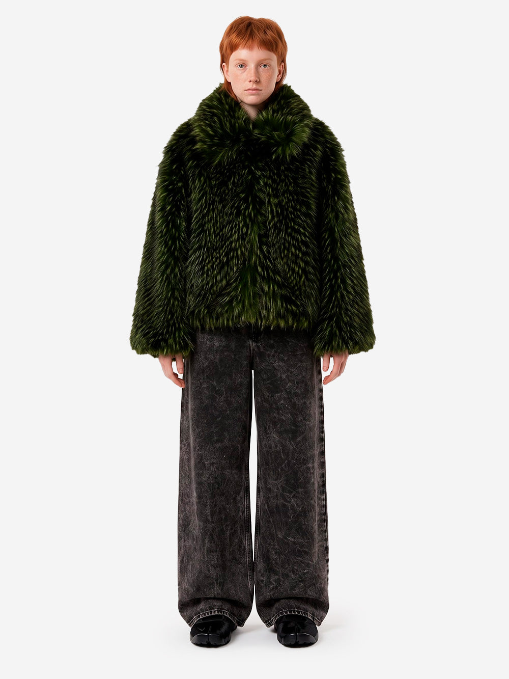 ESSENTIEL ANTWERP Giacca Oversize in Pelliccia Sintetica Verde Verde scuro Urbanstaroma