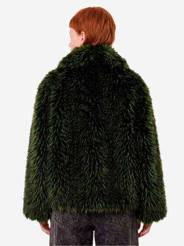 ESSENTIEL ANTWERP Giacca Oversize in Pelliccia Sintetica Verde Verde scuro