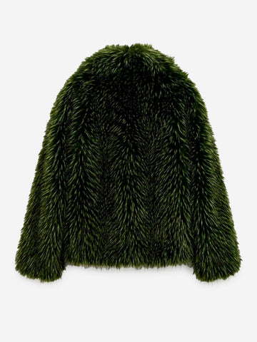 ESSENTIEL ANTWERP Giacca Oversize in Pelliccia Sintetica Verde Verde scuro