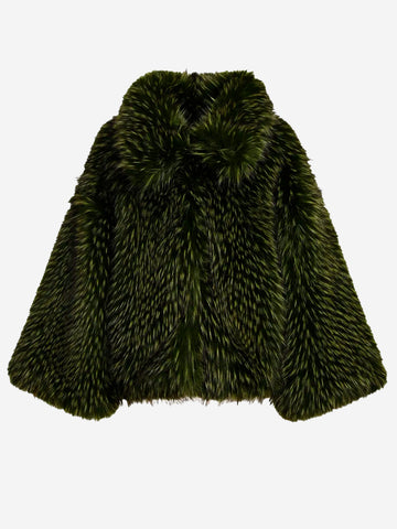 ESSENTIEL ANTWERP Giacca Oversize in Pelliccia Sintetica Verde Verde scuro