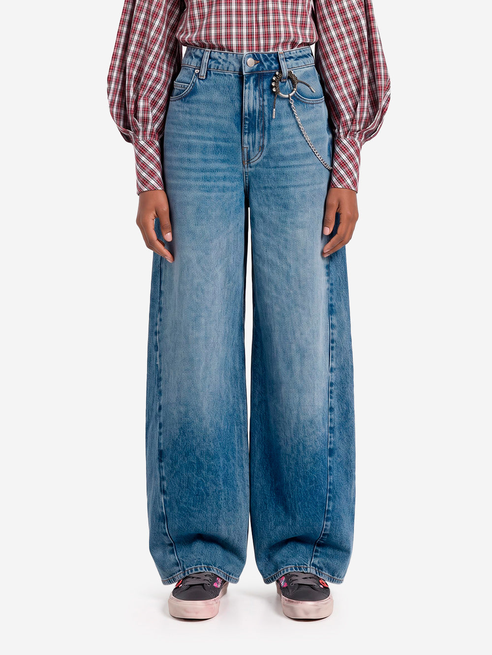 ESSENTIEL ANTWERP Jeans a gamba dritta blu con charm a catena Blu Urbanstaroma
