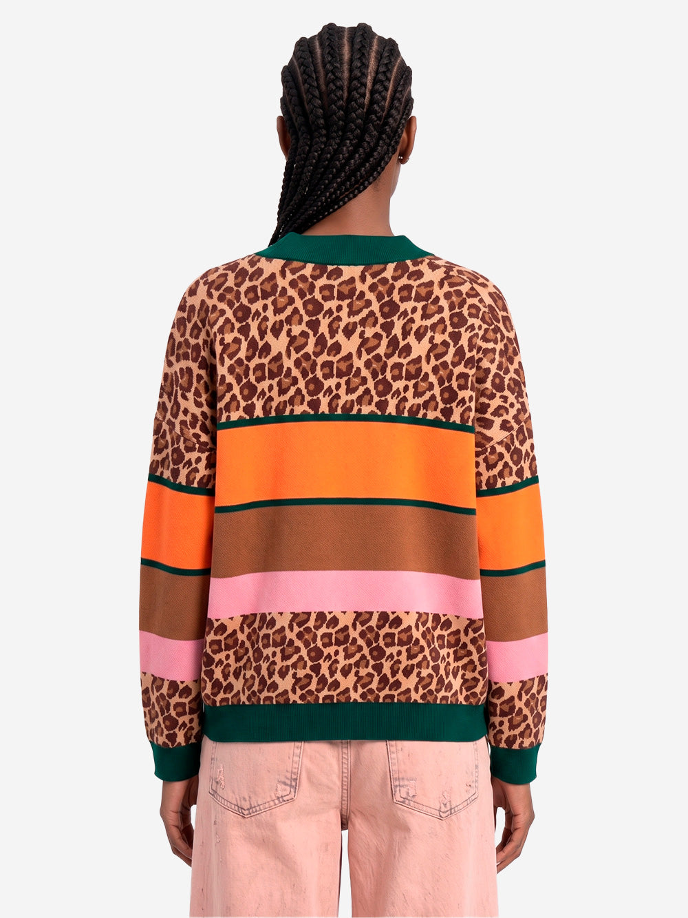 ESSENTIEL ANTWERP Cardigan color-block in maglia con stampa leopardata Multicolor Urbanstaroma
