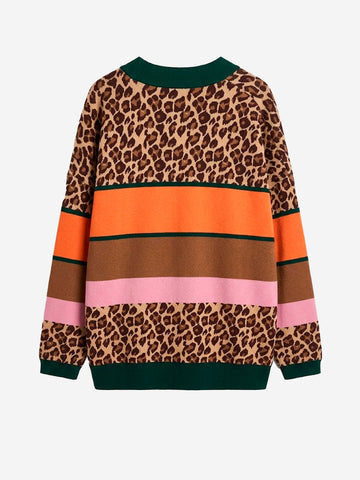 ESSENTIEL ANTWERP Cardigan color-block in maglia con stampa leopardata Multicolor