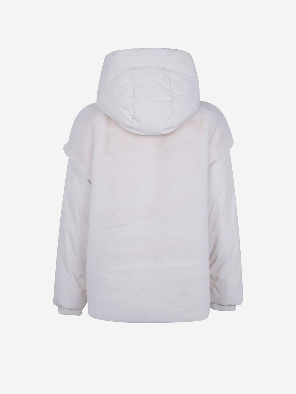 ESSENTIEL ANTWERP Giacca imbottita oversize bianca in pelliccia sintetica con maniche staccabili Off white Urbanstaroma