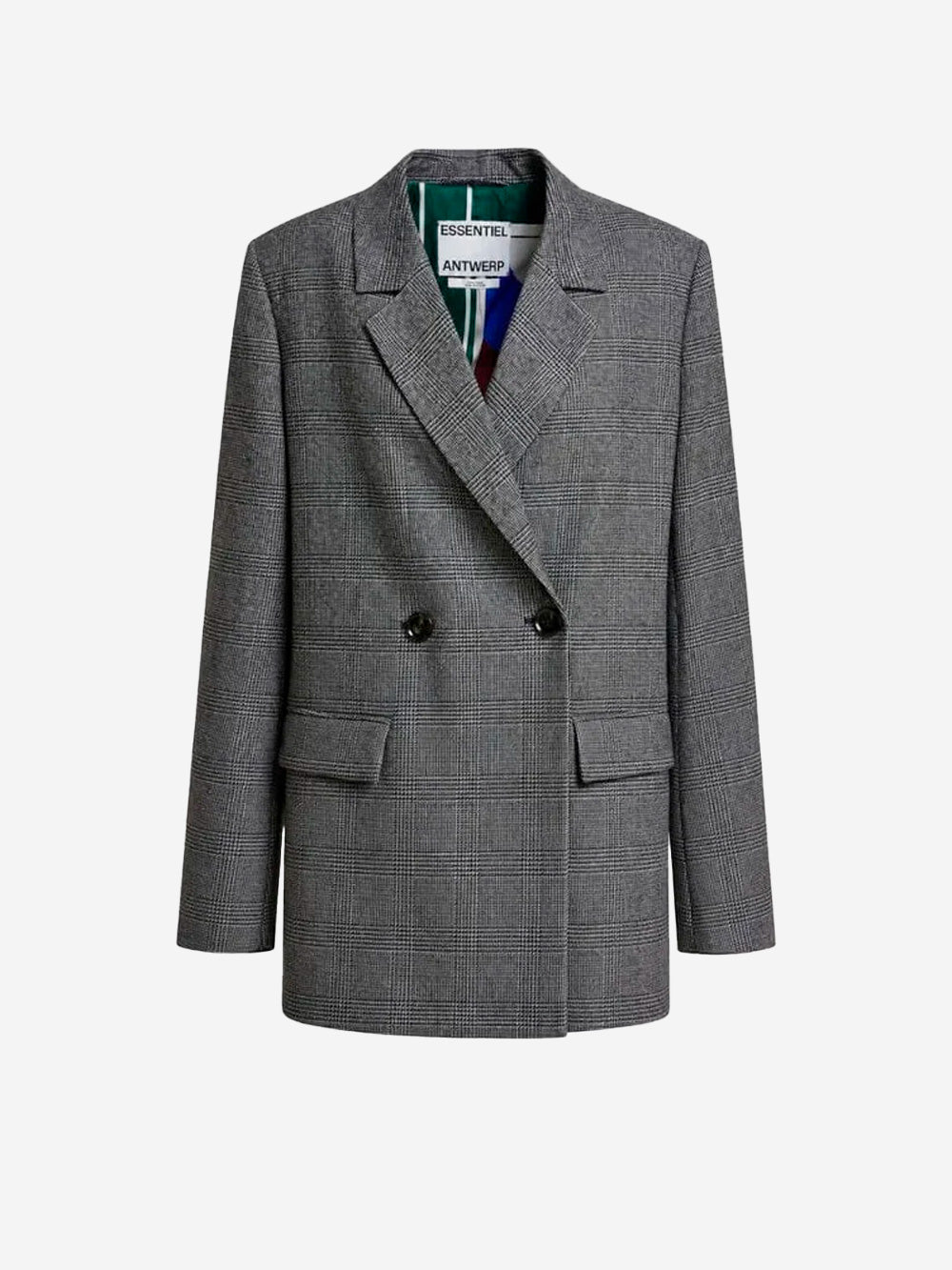 ESSENTIEL ANTWERP Blazer Oversize a quadri con zip sulle maniche Grigio nero Urbanstaroma