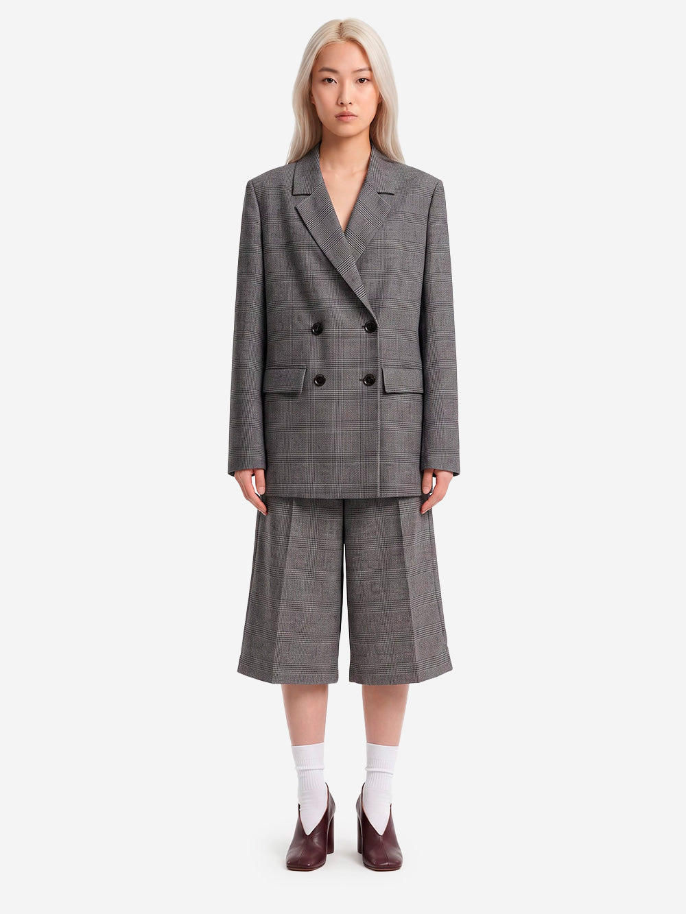 ESSENTIEL ANTWERP Blazer Oversize a quadri con zip sulle maniche Grigio nero Urbanstaroma