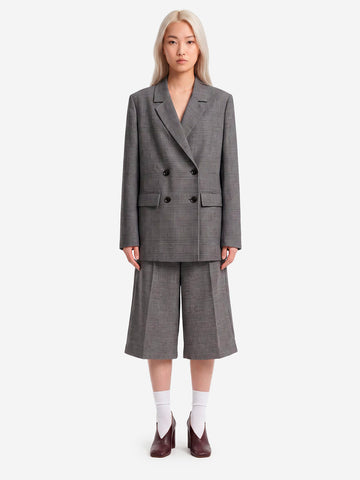 ESSENTIEL ANTWERP Blazer Oversize a quadri con zip sulle maniche Grigio nero